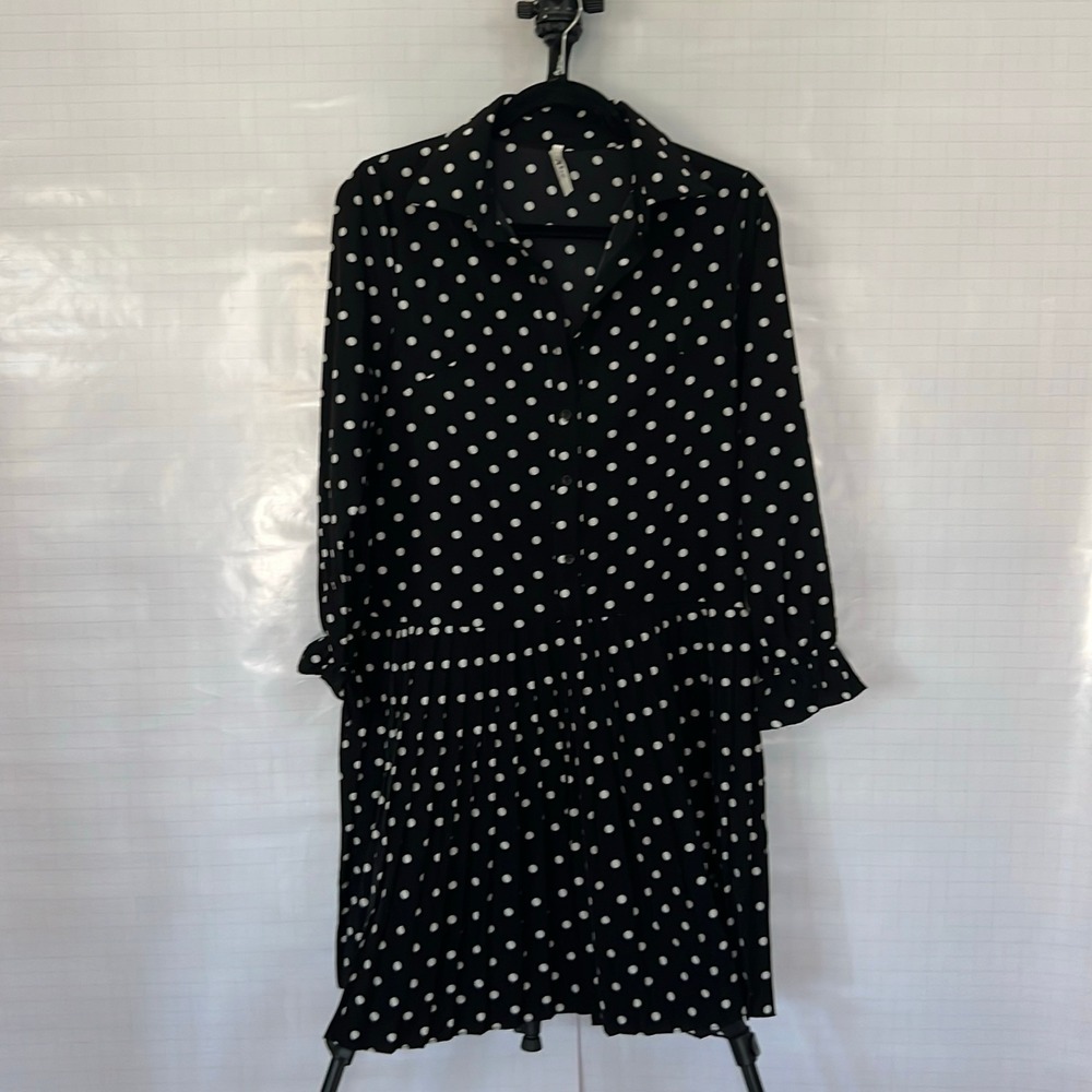 QIANBAIHUI Women's Dress M Black White Regular Length 35 Inches